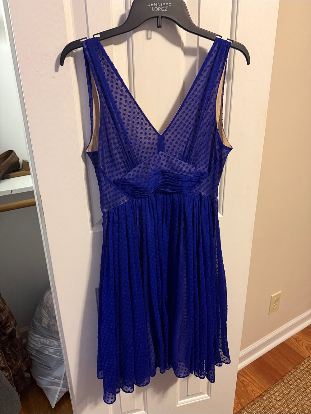 Anthro Royal Blue Polka Dot Dress